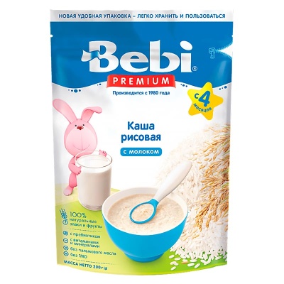 Каша рисовая с молоком 200 грамм Bebi Premium 87044 1